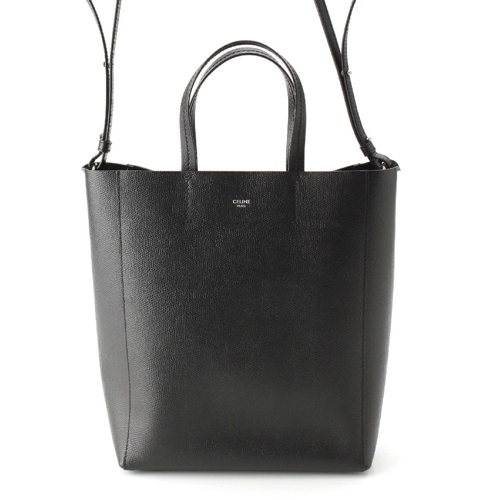 Celine Vertical Cabas Leather Shoulder Tote Bag Black
